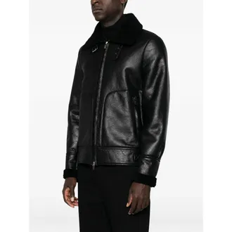 Salvatore Santoro Leather with Shearling Collar Jacket - Black
