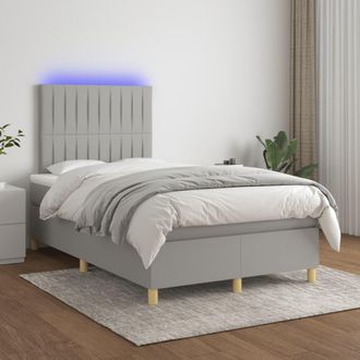 vidaXL Vidaxl - Cama Box Spring Con Colch&oacute;n Tela Y Led Gris Claro 120x200 Cm