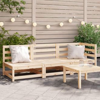 Berkfield Home Garden Sofa 3-Seater Solid Wood Pine in Brown