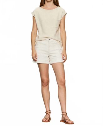 Sanctuary High Rise Embroidered Jean Shorts In Chalk