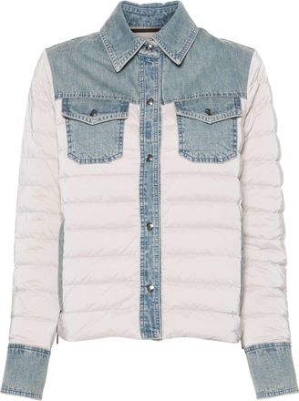 Moorer Esper denim-trim jacket - women - Polyamide/Real Feather Down/Polyamide/Cotton - 44 - Grey