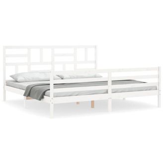 Berkfield Home Bed Frame with Headboard White 200x200 cm Solid Wood