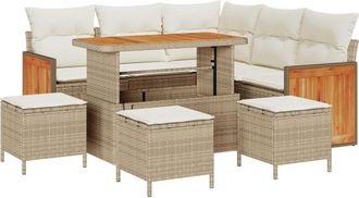 vidaXL Vidaxl - Garden Sofa Set 8 pcs Beige, Cream 110 x 55 x 71 cm Poly Rattan