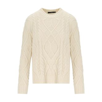 Max Mara Round-neck Knitwear, female, Beige, Size: XS Tenore Crewneck Sweater