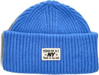 Penn & Ink Penn&Ink N.y, Accessoires, Dames, Blauw, ONE Size, Wol, Blauwe Beanie voor Stijlvolle Winterlook