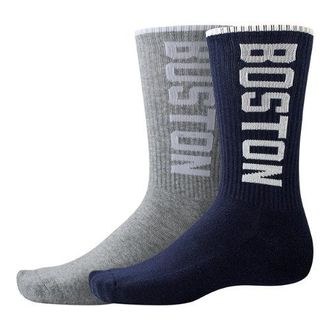 New Balance Unisex Boston Crew Socks 2 Pack in Blue/Grey Cotton, size Medium
