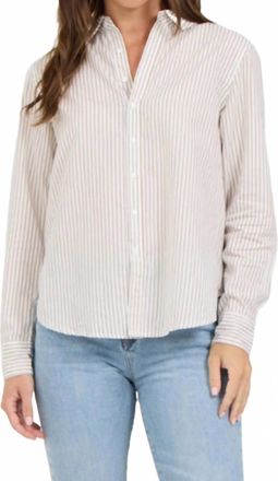 Dear John Denim Lola Button Down Shirt In Taupe Striped