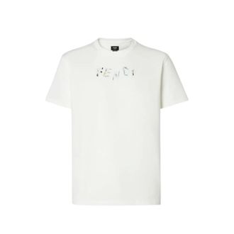 Fendi T-Shirts, female, White, Size: XL T-Shirt Slim Cloud