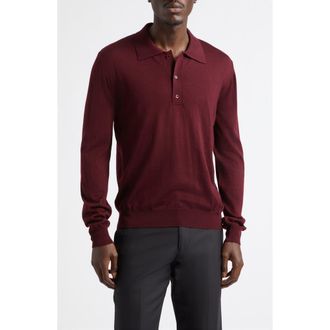 Valentino VLOGO Virgin Wool Polo Sweater in Wine at Nordstrom, Size Medium