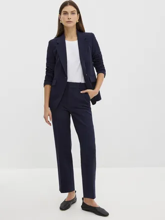 Contemporaine Womens Soft piqu&eacute;-textured Universal pant Fit: Semi-slim leg, mid rise