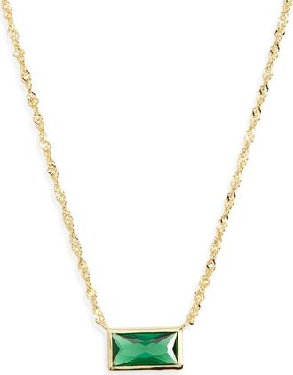 Argento Vivo Baguette Green Crystal Pendant Necklace in Gold at Nordstrom Rack