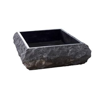 Tikamoon Lavabo rectangular de m&aacute;rmol negro an. 50 cm
