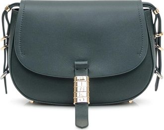 Pinko Groene leren schoudertas met klep - Dames - Schoudertassen - Groen - ONE Size - Leer - Tassen