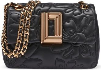 Karl Lagerfeld Lafayette Quilted Floral Crossbody in Black/gold at Nordstrom