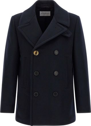 Givenchy Double-Breasted Caban Trench E Impermeabili Blu-Uomo