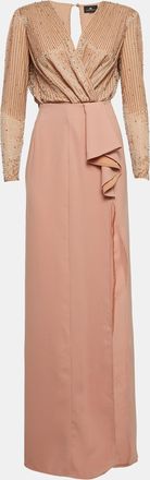 Elisabetta Franchi Light Pink Embellished Chiffon & Crepe Dress