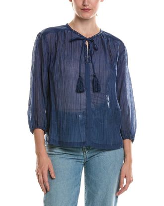 Vince Camuto Split Neck Peasant Blouse
