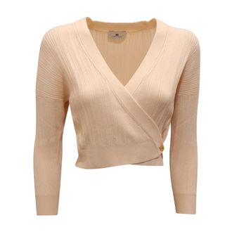 Elisabetta Franchi Cropped Cardigan - female - Elisabetta Franchi - Cardigans - White - 2XL - Knitwear