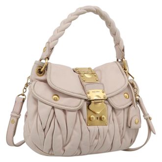 Miu Miu Coffer Hobo Matelasse Leather Pink Leather Handbag (Pre-Owned)