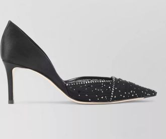 Giorgio Armani satin tulle rhinestone pumps pointed toe