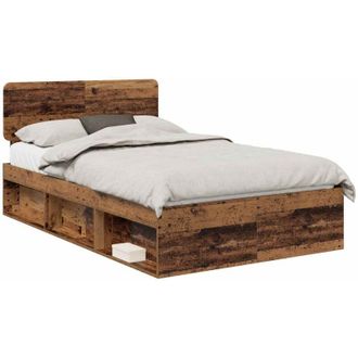 vidaXL Estructura De Cama Con Cabecera Madera Vieja 120 X 200 Cm Vidaxl