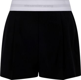 Alexander Wang High Waisted Pleated Short With Logo Elastic By Alexand