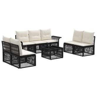 vidaXL Conjunto De Sof&aacute;s De Jard&iacute;n 8 Pcs Negro Rat&aacute;n Sint&eacute;tico Vidaxl