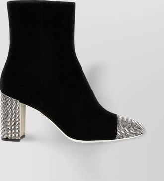 Rene Caovilla leather satin ankle boots