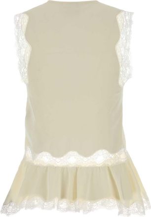 Chlo&eacute; Womens Lace-Trimmed Silk Blouse Cream Sweater