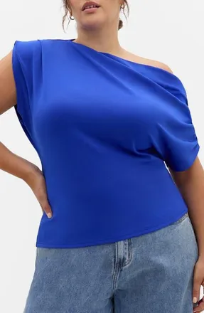 City Chic Imani One-Shoulder Top in Ocean Blue at Nordstrom, Size 10W