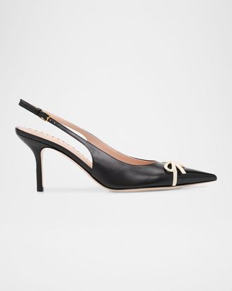 Valentino Garavani 45mm Bepointy Patent Leather and Kidskin Slingback Pumps