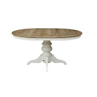 Robin des Bois Mesa redonda de roble con 1 extensi&oacute;n para 4/6 cubiertos blanco