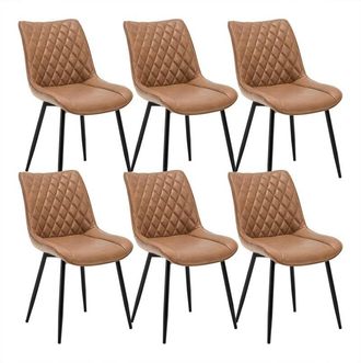 Woltu Set of 6 Dining Chairs Faux Leather Office Kitchen Chair Living Home-Light Brown