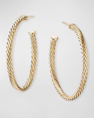 David Yurman 18k Cablespira Hoop Earrings, 1.5