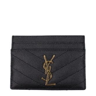 Saint Laurent Damens Dokumentenhalter aus schwarzem Leder
