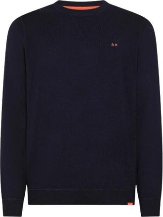 Sun 68 Club Crewneck Sweater - Heren - Ronde hals truien - Blauw - S - Katoen - Truien & Vesten