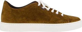 Manolo Blahnik Bruine Su&egrave;de Lage Sneakers - Heren - Sneakers - Bruin - 45 EU - Su&egrave;de - Schoenen