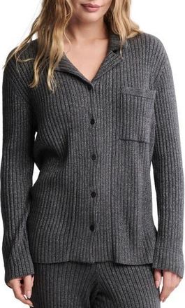 Barefoot Dreams CozyChic Ultra Lite Rib Button-Up Shirt in Carbon at Nordstrom Rack, Size X-Large