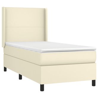 vidaXL Vidaxl - Cama Box Spring Colch&oacute;n Y Led Cuero Sint&eacute;tico Crema 100x200 Cm