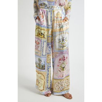 Camilla Wide Leg High Waist Pants in Botanical Ballads at Nordstrom, Size X-Small