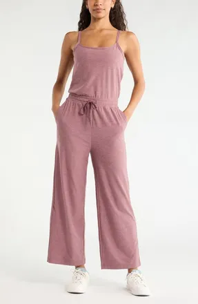 Zella Restore Soft Wide Leg Jumpsuit in Purple Shake at Nordstrom, Size X-Large