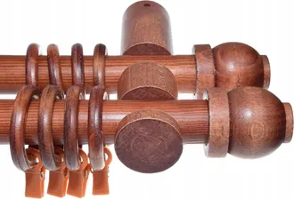 OEM Barra Doble De Cortina De Madera De Aliso, 180 Cm, Con R&oacute;tula