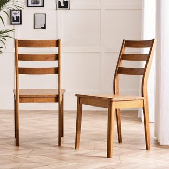 Furniturebox Set of 2 Lynton Walnut Colour Wooden Dining Chairs