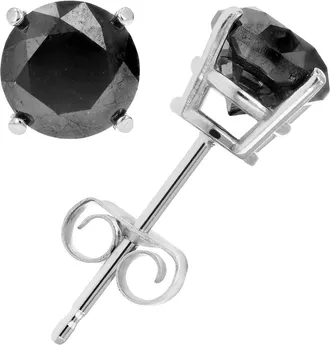 Vir Jewels 1 cttw Black Diamond Stud Earrings.925 Sterling Silver Round with Push Backs