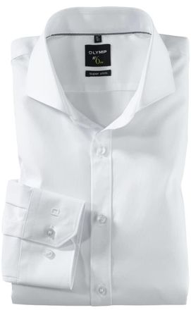 Olymp Urban Kent Mens Business Shirt Long Sleeve No.Six Plain Super Slim, White, 15.5