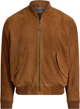 Polo Ralph Lauren Giacca in pelle scamosciata con zip - Marrone