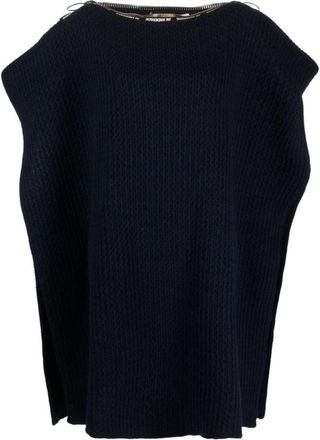J.W.Anderson Kaftan met ribbels en ritsdetails - Dames - Ponchos - Blauw - ONE Size - Wol - Jassen