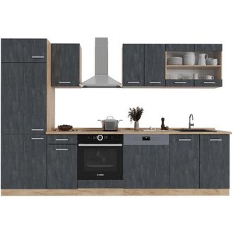 Vicco Mueble De Cocina R-line, Hormig&oacute;n Negro/roble Dorado, 300 Cm Sin Encimera