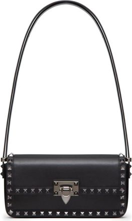 Valentino Garavani Rockstud23 E/W leather shoulder bag - women - Lambskin/Calf Leather/Metal/Zamak - One Size - Black