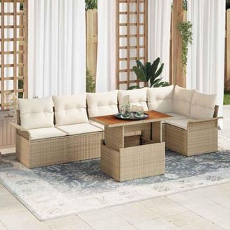 vidaXL Conjunto De Sof&aacute; De Jard&iacute;n 7 Pcs Beige Y Crema 100 X 55 X 73 Cm Vidaxl